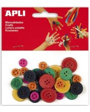 Ξύλινα κουμπιά APLI - Χρωματιστά, διάφορα μεγέθη