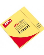 Αυτοκόλλητες σημειώσεις APLI - Κίτρινο νέον, 75 x 75 mm, 100 φύλλα -1