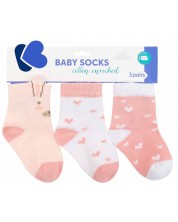 Βρεφικές κάλτσες με τρισδιάστατα αυτιά KikkaBoo  - Rabbits in Love,6-12 μηνών, 3 ζευγάρια -1
