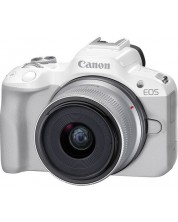 Φωτογραφική μηχανή Mirrorless  Canon - EOS R50, RF-S 18-45mm, f/4.5-6.3 IS STM, λευκό -1