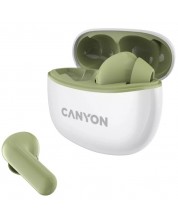 Ασύρματα ακουστικά Canyon - TWS5, λευκό/πράσινο