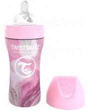 Μπιμπερό Twistshake - Μαρμάρινο ροζ, ανοξείδωτο, 330 ml -1
