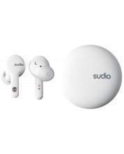 Ασύρματα ακουστικά Sudio - A2, TWS, ANC, λευκά