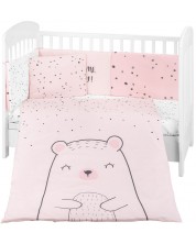 Σετ ύπνου  βρεφικού κρεβατιού 6 τεμαχίων KikkaBoo - Bear with me, Pink, 70 х 140 cm -1