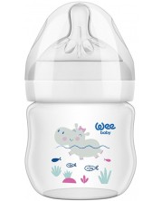 Μπιμπερό  Wee Baby Natural - 125 ml,λευκό με ιπποπόταμο -1