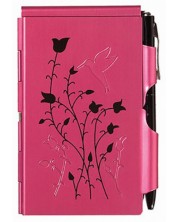 Σημειωματάριο  Troika Flip Notes - Raspberry Hummingbird, με μεταλλική θήκη και στυλό