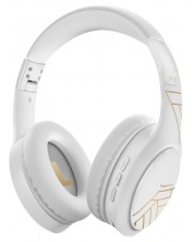 Ασύρματα ακουστικά με μικρόφωνο PowerLocus - P19, λευκό/χρυσό -1