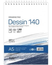 Μπλοκ σχεδίου Drasca Dessin - σπιράλ, 40 φύλλα, 140 g, A5 -1
