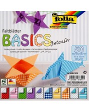 Μπλοκ με χρωματιστά χαρτιά origami Folia - Basic Intensive, 50 φύλλα -1
