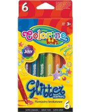 Μαρκαδόροι με γκλίτερ Colorino Kids - 6 χρώματα