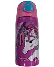 Μπουκάλι νερού  Graffiti Unicorn - Believe in Unicorn, Με καλαμάκι, 500 ml