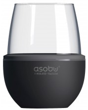 Ποτήρι με θερμομονωτική βάση Asobu - Wine Kuzie, 440 ml, μαύρο