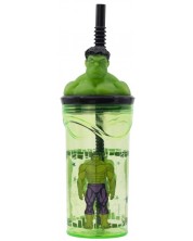 Κύπελλο με καλαμάκι και 3D φιγούρα Stor Avengers - Invisible Force, Hulk, 360 ml -1