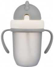 Κύπελλο με Flip-top καλαμάκι Canpol  babies - Matte Pastels, 210 ml, γκρί -1