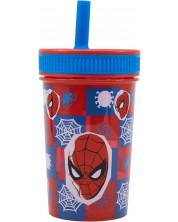 Κύπελλο με καλαμάκι Stor Spider-Man - Arachnid Grid, 465 ml -1