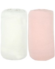 Βρεφικά σεντόνια Babycalin - 2 τεμάχια, 60 х 120 cm, λευκό/ροζ -1