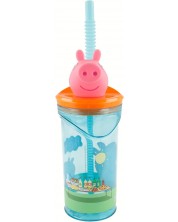 Κύπελλο με καλαμάκι και 3D φιγούρα Stor Peppa Pig - Core, 360 ml -1