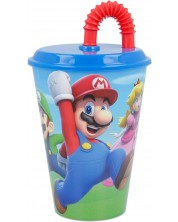 Κύπελλο με καλαμάκι Stor - Super Mario, 430 ml -1