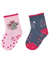 Κάλτσες ερπυσμού Sterntaler - Ποντίκι και γάτα, μέγεθος 21/22, 18-24 μηνών, 2 ζευγάρια -1