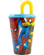 Κύπελλο με καλαμάκι Stor Spider-Man - Midnight Flyer, 430 ml