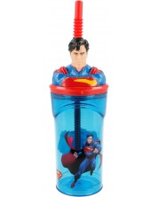 Κύπελλο με καλαμάκι και 3D φιγούρα Stor Superman - 360 ml -1