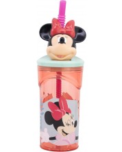 Κύπελλο με καλαμάκι και 3D φιγούρα Stor Minnie Mouse - Being More Minnie, 360 ml -1