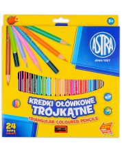 Χρωματιστά τριγωνικά μολύβια Astra - 24 χρώματα, με ξύστρα