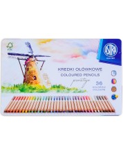 Μολύβια από ξύλο κέδρου Astra Prestige - 36 χρωμάτων, σε μεταλλικό κουτί
