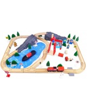  Ξύλινο Τρένο με Ράγες  Acool Toy- Πάνω από 80 αντικείμενα -1