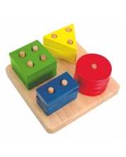 Ξύλινο παιχνίδι Woody - Σχήματα και χρώματα -1