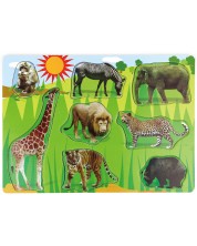Ξύλινο παζλ Acool Toy - Άγρια ζώα, 9 κομμάτια -1