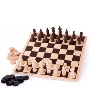 Ξύλινο παιχνίδι 2 σε 1 Bigjigs - Σκάκι και τάβλι -1