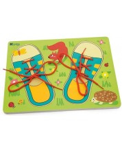 Ξύλινο παζλ Andreu toys - Παπούτσια για δέσιμο -1