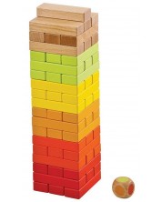 Ξύλινο παιχνίδι Lelin - Πύργος ισορροπίας , με ζάρι -1