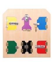Ξύλινος πίνακας  Smart Baby - Πόρτα με 6 κλειδαριές -1