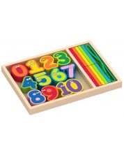 Ξύλινο σετ Acool Toy - Χρωματιστά νούμερα και μπαστούνια -1