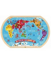 Ξύλινο παζλ Tooky toy - Παγκόσμιος χάρτης -1