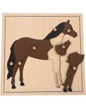 Ξύλινο παζλ με ζώα Smart Baby - Άλογο, 7 μέρη