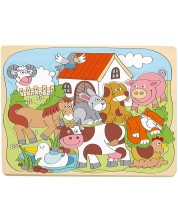 Ξύλινο παζλ Woody - Τα ζώα από τη φάρμα, 10 κομμάτια  -1