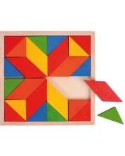 Ξύλινο μωσαϊκό Bigjigs - Με γεωμετρικά σχήματα, 24 κομμάτια