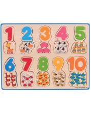 Ξύλινο παζλ Bigjigs - Αντιστοίχιση αριθμών και χρωμάτων
