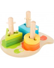 Παιχνίδι με ξύλινα κορδόνια Small Foot - Διάφορα χρώματα και σχήματα, 10 τεμάχια