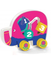 Ξύλινο παιχνίδι   Acool Toy -- Ελέφαντας σε ρόδες,ροζ