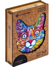 Ξύλινο παζλ Unidragon 200 κομμάτια - Εντυπωσιακή γάτα (μέγεθος M)