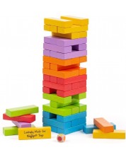 Ξύλινο παιχνίδι Bigjigs - Πύργος ισορροπίας, πολύχρωμη -1