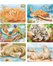 Ξύλινο μίνι παζλ Goki - Αυστραλιανά ζώα, 24 κομμάτια, ποικιλία