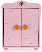 Ξύλινη ντουλάπα για κούκλες  Moni Toys - Με 3 κρεμάστρες, ροζ