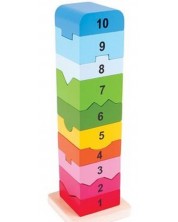 Παιδικό ξύλινο παιχνίδι Bigjigs - Πύργος με αριθμούς (από 1 έως 10)