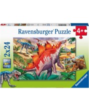 Παιδικό παζλ Ravensburger 2 x 24 κομμάτια - Jurassic άγρια ​​ζωή