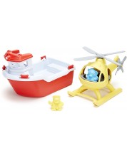 Παιδικό παιχνίδι Green Toys - Ναυαγοσωστική λέμβος και ελικόπτερο -1